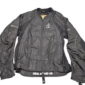 Icon Merc Jacket M Black Asphalt Technologies Motorcycle‎ Riding Nylon Shell